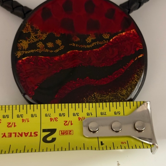 VTG Chico's Red and Gold Artistic Glass Pendant Statment  Necklace Chic - Picture 10 of 10